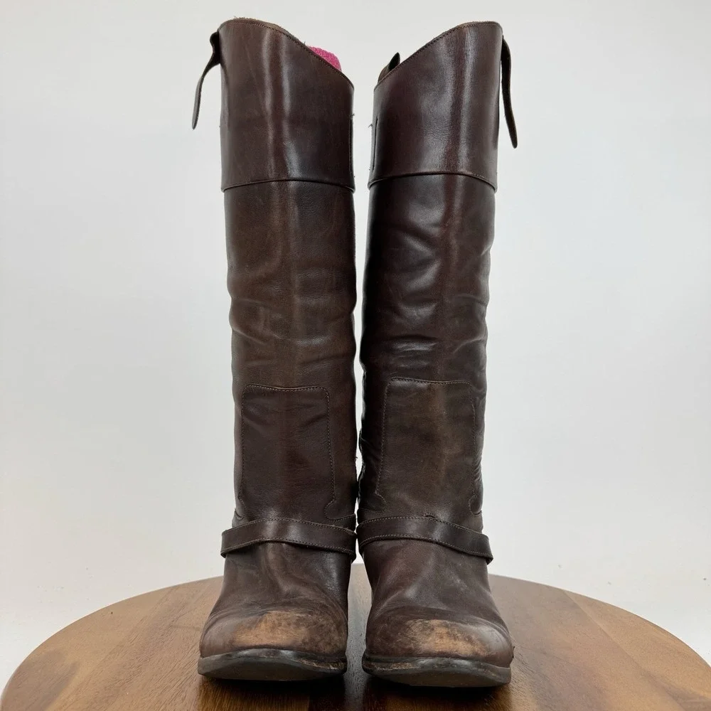 Womens Golden Goose Charlye Brown Leather Tall Knee High Riding Boots Size EU 38